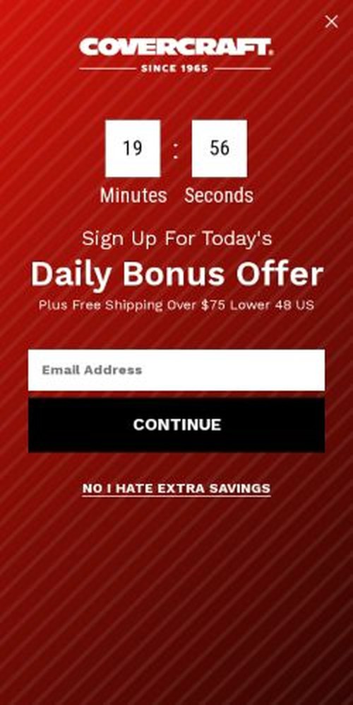The covercraft.com homepage as it renders on a phone