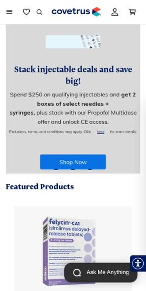 The mycovetrus.com homepage as it renders on a phone