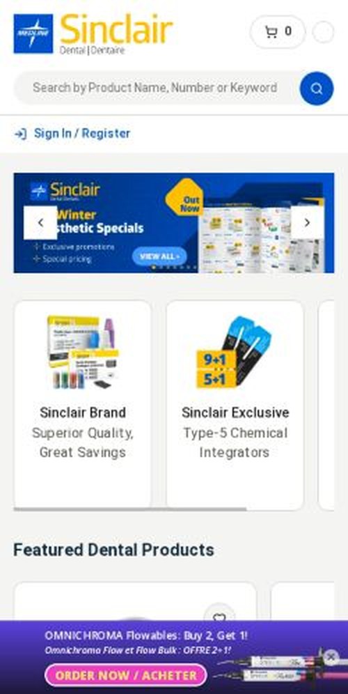 The sinclairdental.com homepage as it renders on a phone